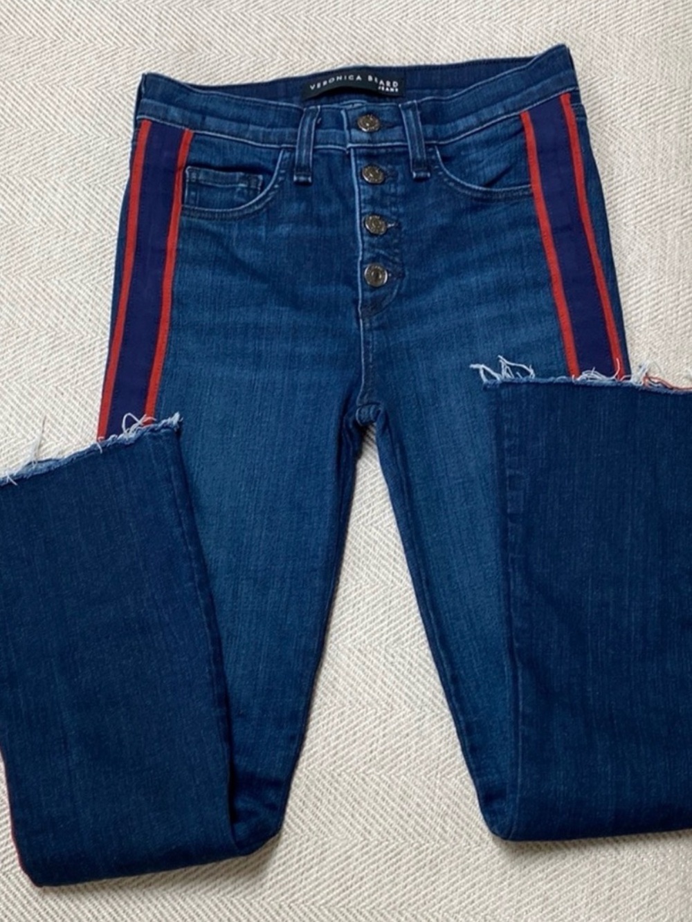 Veronica Beard 10" Baby Boot Side
Strip Jeans